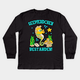 Seepferdchen Bestanden Schwimmprüfung Kinder Kids Long Sleeve T-Shirt